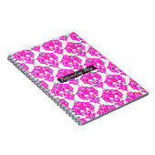 Hot Pink White Damask Chic Modern Elegant Patroon Notitieboek (Rechterzijde)