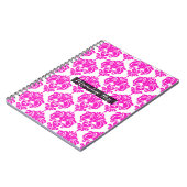 Hot Pink White Damask Chic Modern Elegant Patroon Notitieboek (Linkerzijde)