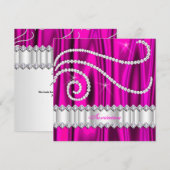 Hot Pink White Diamonds Silver Birthday Party Kaart (Voorkant / Achterkant)