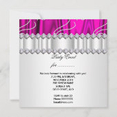 Hot Pink White Diamonds Silver Birthday Party Kaart (Achterkant)
