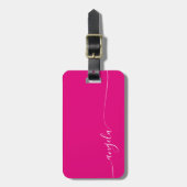 Hot Pink White elegant Glam Signature Style Name Bagagelabel (Voorkant verticaal)