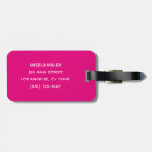 Hot Pink White elegant Glam Signature Style Name Bagagelabel (Achterkant horizontaal)