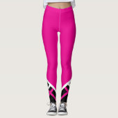 Hot Pink, White en Black Cheerleader Megaphone Leggings (Voorkant)