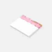 Hot Pink, White en Gold Foil Moderne marmer Post-it® Notes (Schuin)