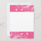 Hot Pink & White Floral Swirls Weddenschap Kaart (Achterkant)
