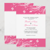 Hot Pink & White Floral Swirls Weddenschap Kaart (Voorkant / Achterkant)