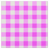 Hot Pink & White Gingham Block Pattern Fabric Stof (Close Up)