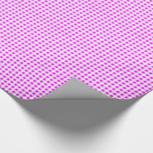Hot Pink White Gingham Pattern Cadeaupapier (Hoek)