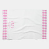 Hot Pink & White Gingham Personal Monogram Aangepa Theedoek (Horizontaal)