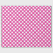 Hot Pink White Gingham Pset Patroon Cadeaupapier (Vlak)