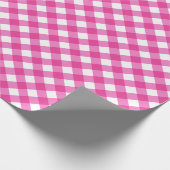 Hot Pink White Gingham Pset Patroon Cadeaupapier (Hoek)