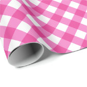Hot Pink White Gingham Pset Patroon Cadeaupapier (Rol Hoek)