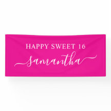 Hot Pink White Happy Sweet 16 Elegante naam