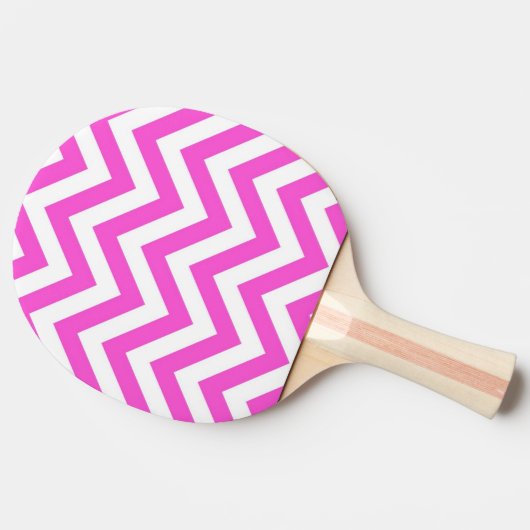 Hot Pink White Large Chevron ZigZag Pattern Tafeltennisbatje (Zijkant)