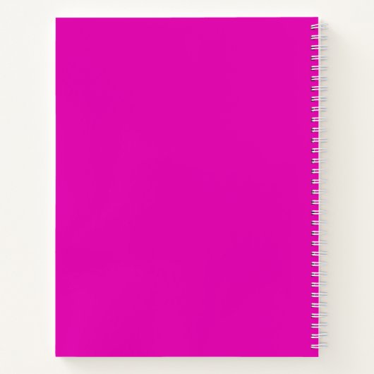 Hot Pink White Monogram Initiaal Aangepaste naam M Notitieboek (Achterkant)