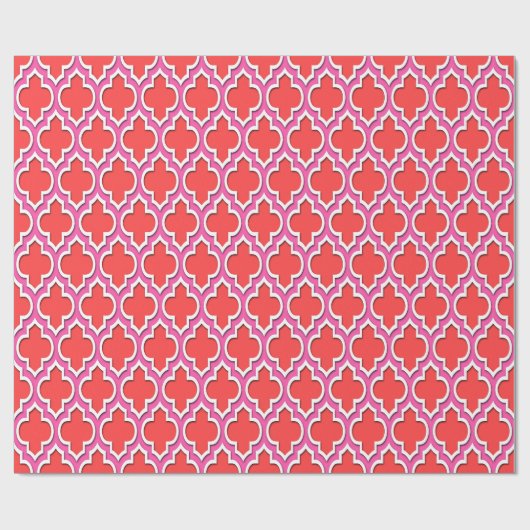Hot Pink White Moroccan #4DS Cadeaupapier (Vlak)