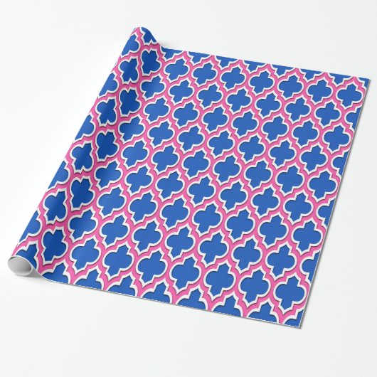 Hot Pink White Moroccan #4DS Cadeaupapier (Uitgerold)