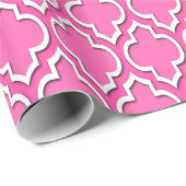 Hot Pink White Moroccan #4DS Cadeaupapier (Rol Hoek)