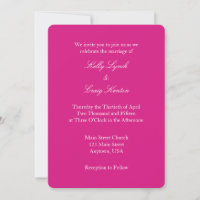 Hot Pink White Plain Eenvoudige Huwelijksuitnodigi