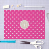 Hot Pink White Polka Dots Monogram Letter Initiaal Tissuepapier (Craft)