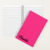 Hot Pink White Polka Dots Name Power Bank Notitieboek (Binnen)
