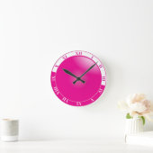  Hot Pink & White Roman Numeral Ronde Klok (Huis)
