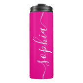 Hot Pink White Script Custom Thermal Tumbler Thermosbeker (Voorkant)