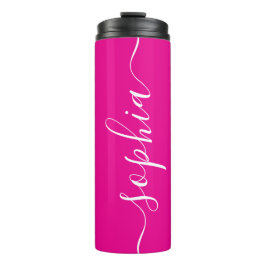 Hot Pink White Script Custom Thermal Tumbler Thermosbeker