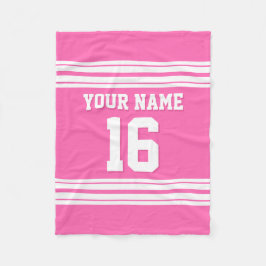 Hot Pink White Sports Jersey Fleece Deken