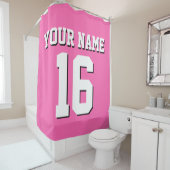 Hot Pink White Sports Jersey Team Jersey Douchegordijn (In situ)