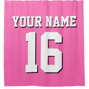 Hot Pink White Sports Jersey Team Jersey Douchegordijn