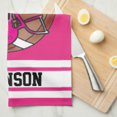 Hot Pink & White Stripe Football Jersey Theedoek (Quarter Fold)