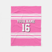 Hot Pink White Team Jersey Aangepast nummer Naam Fleece Deken (Voorkant)