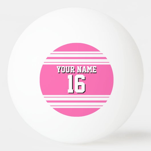 Hot Pink White Team Jersey Aangepast nummer Naam Pingpongbal (Voorkant)