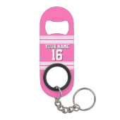 Hot Pink White Team Jersey Aangepast nummer Naam Sleutelhanger Flessenopener (Achterkant)