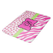 Hot Pink White Zebra Leopard Skin Monogram Badmat (Gekanteld)