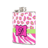Hot Pink White Zebra Leopard Skin Monogram Initiaa Heupfles (Links)