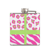 Hot Pink White Zebra Leopard Skin Monogram Initiaa Heupfles (Achterkant)