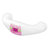 Hot Pink White zebra Leopard Skin Monogram Initiaa Keramische Ladegreep (Gekanteld)