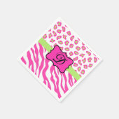 Hot Pink White Zebra Leopard Skin Monogram Initiaa Servet (Hoek)