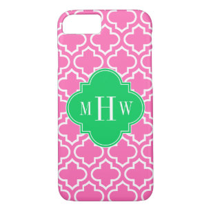 Hot Pink WhMarokkaans #6 Emerald Green 3I Monogram iPhone 8/7 Hoesje