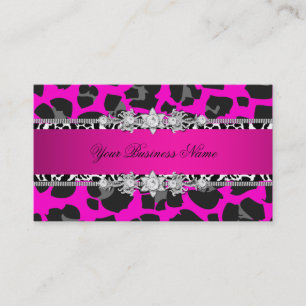 Hot Pink Wild Animal Black Jewel Look Afbeelding Visitekaartje