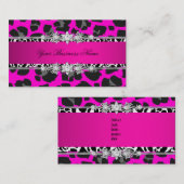 Hot Pink Wild Animal Black Jewel Look Afbeelding Visitekaartje (Voorkant / Achterkant)