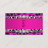 Hot Pink Wild Animal Black Jewel Look Afbeelding Visitekaartje (Achterkant)