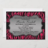 Hot Pink Wild Night Zebra Print Bachelorette Party Kaart (Voorkant)