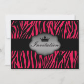 Hot Pink Wild Night Zebra Print Bachelorette Party Kaart (Achterkant)