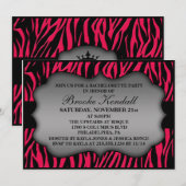 Hot Pink Wild Night Zebra Print Bachelorette Party Kaart (Voorkant / Achterkant)