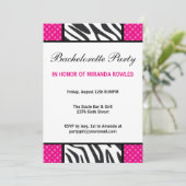 Hot Pink Wild Zebra Bachelorette Party Kaart (Staand voorkant)