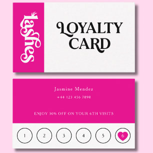 Hot Pink Wimpers 6 Afspraken Loyaltykaart  Visitekaartje