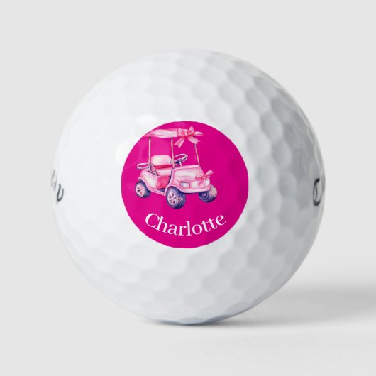 Hot pink winkelwagen naam golfballen (Voorkant)